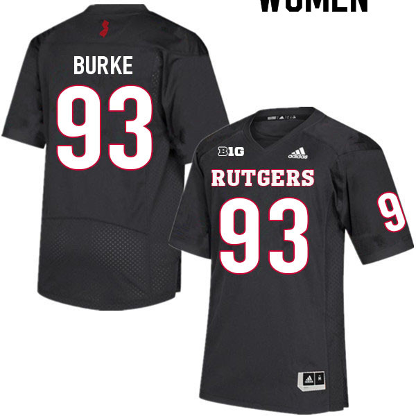 Women #93 Ireland Burke Rutgers Scarlet Knights College Football Jerseys Sale-Black - Click Image to Close